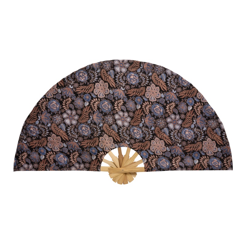 CRAFT Oversized Blue and Amber Balinese Batik Wall Fan