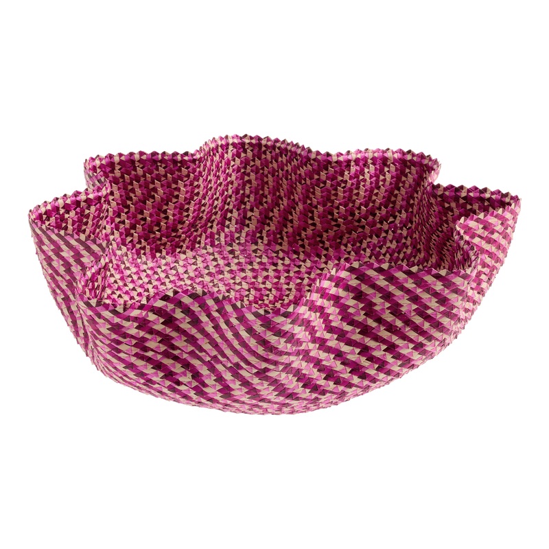 CRAFT Pink Palm Leaf Ribbon Bowl Decor