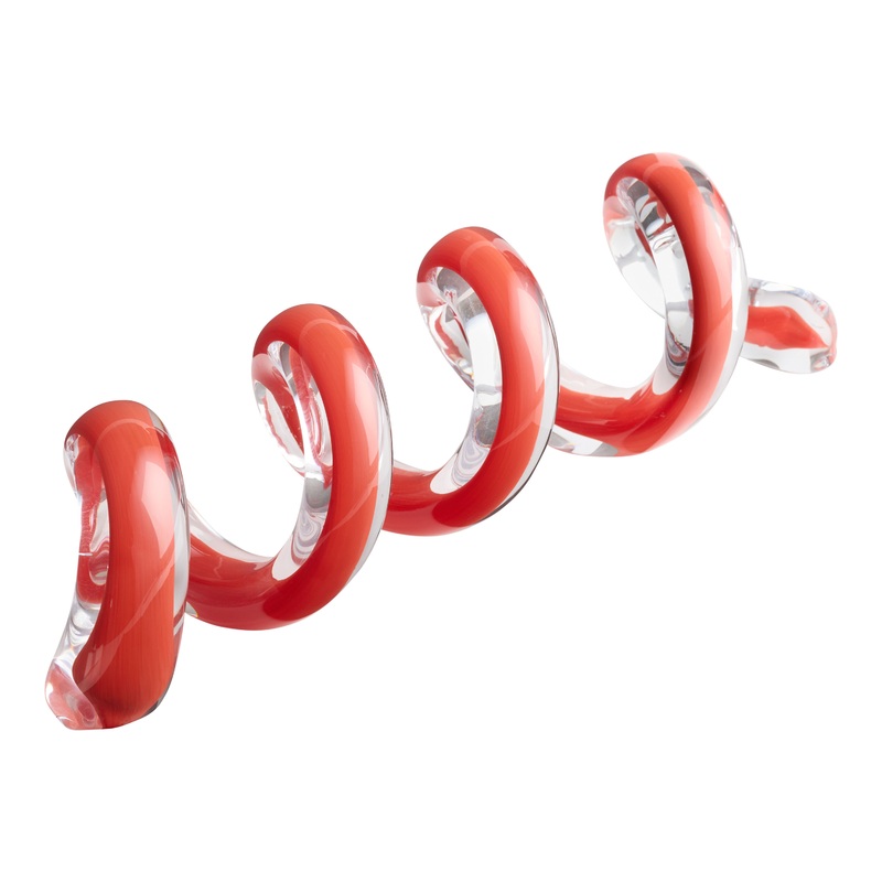 CRAFT Red Art Glass Spiral Sculpture Decor