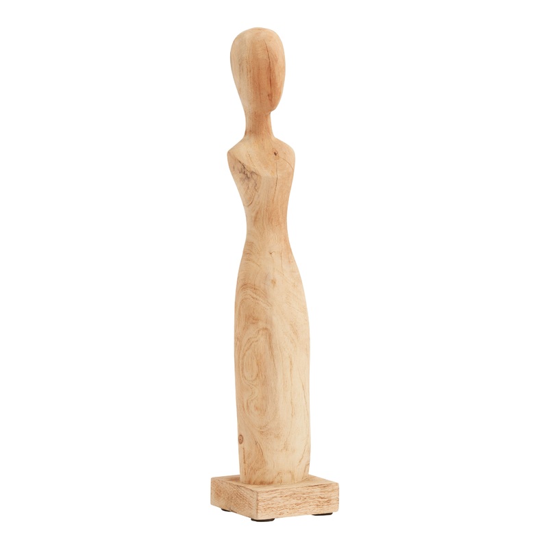 CRAFT Small Hand Carved Wood Female Figure Decor