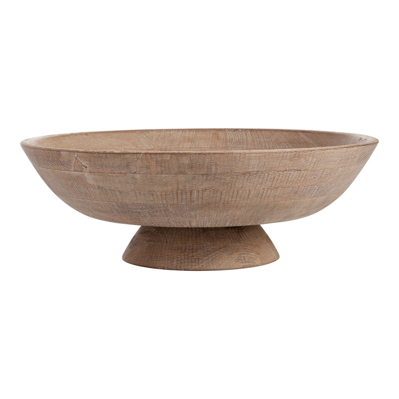 CRAFT Whitewash Mango Wood Carved Bowl