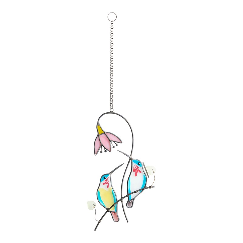 Glass Hummingbird Suncatcher Hanging Decor