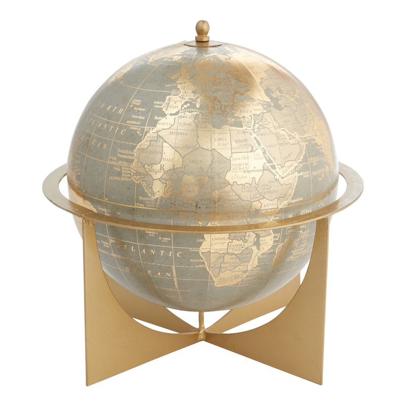 Gold and Gray Globe with Round Stand