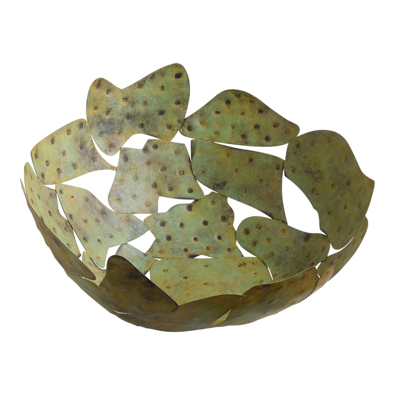 Green Verdigris Iron Leaf Bowl