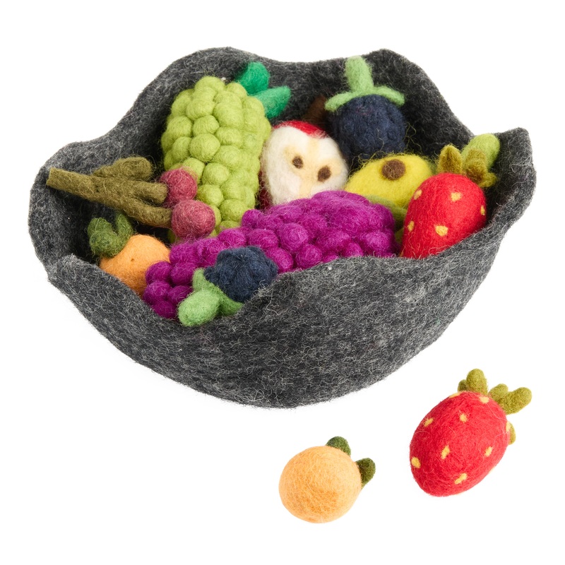 Multicolor Felt Faux Fruit Bowl Decor