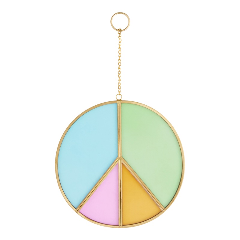 Multicolor Glass Peace Sign Suncatcher Hanging Decor