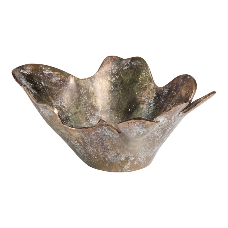 Pacha Vintage Bronze Metal Organic Bowl Decor