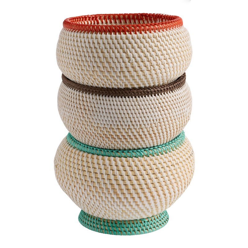 Rattan Decorative Stacking Bowls Set of 3