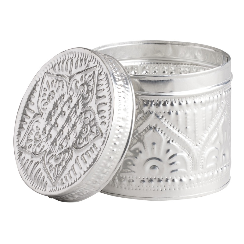 Round Embossed Tin Trinket Box
