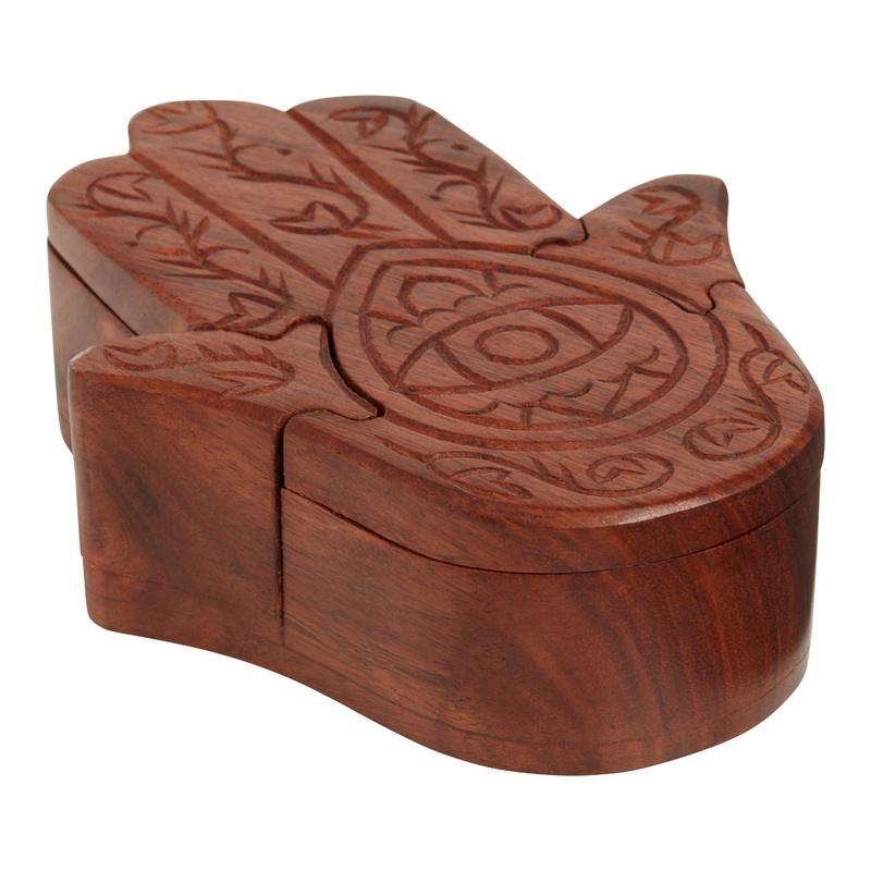 Wood Hamsa Puzzle Box