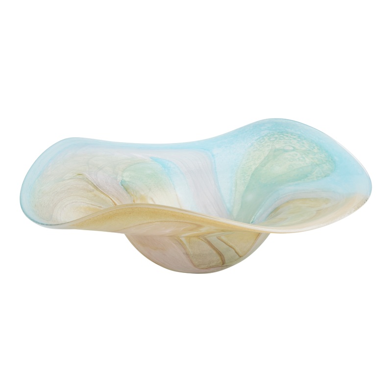 Blue Glass Swirl Art Deco Decorative Bowl