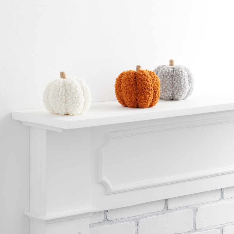 Boucle Fabric Pumpkin Decor Set of 3