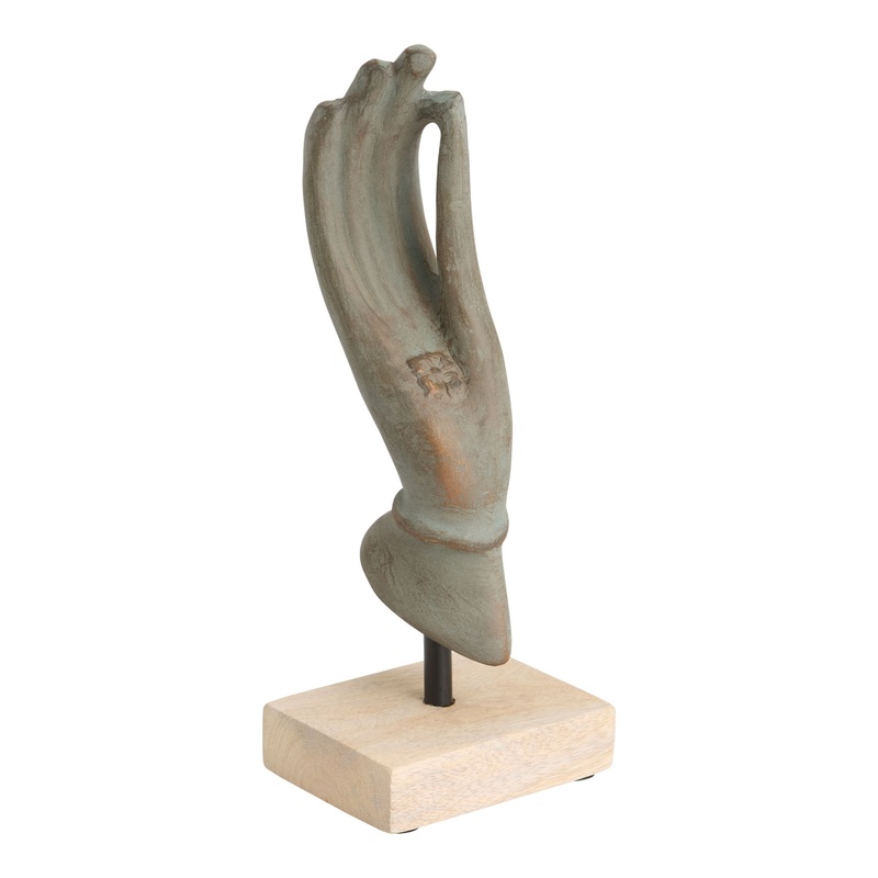 Bronze Metal and Wood Mudra Hand Decor