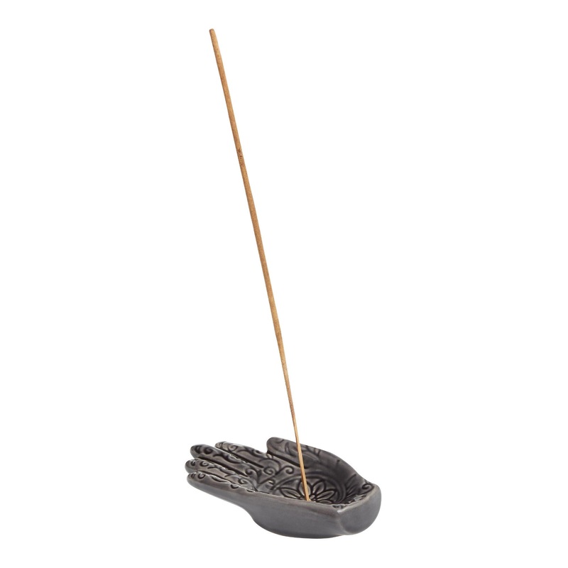 Charcoal Reactive Glaze Hamsa Hand Incense Holder
