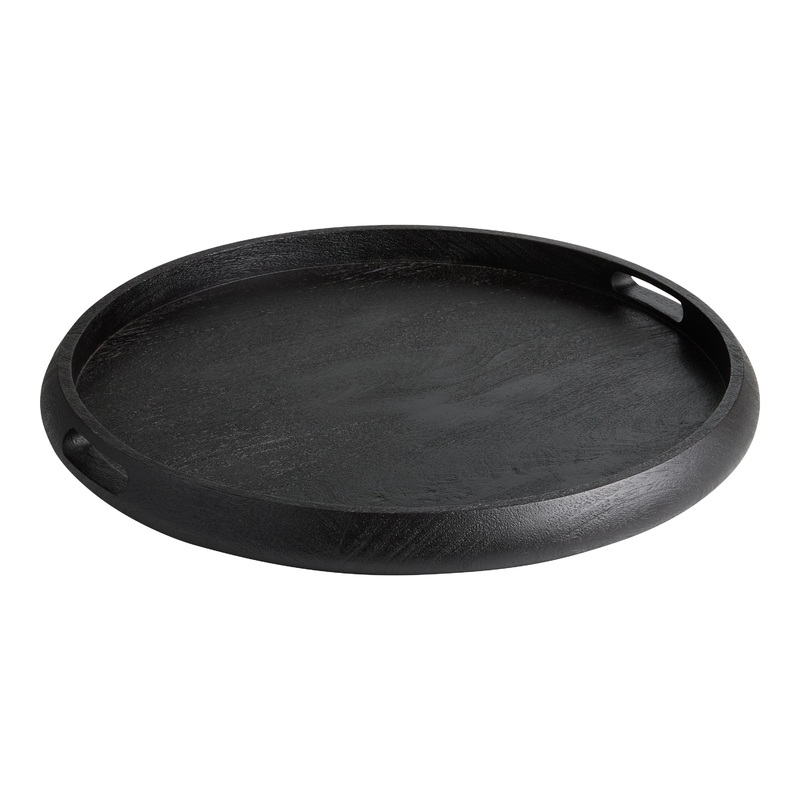 Colette Round Wood Ottoman Tray