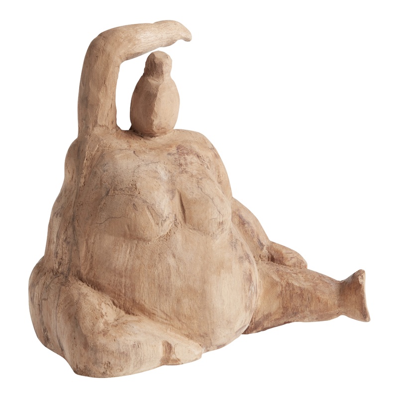 CRAFT Natural Wood Yoga Lady Seated Bend Pose Decor