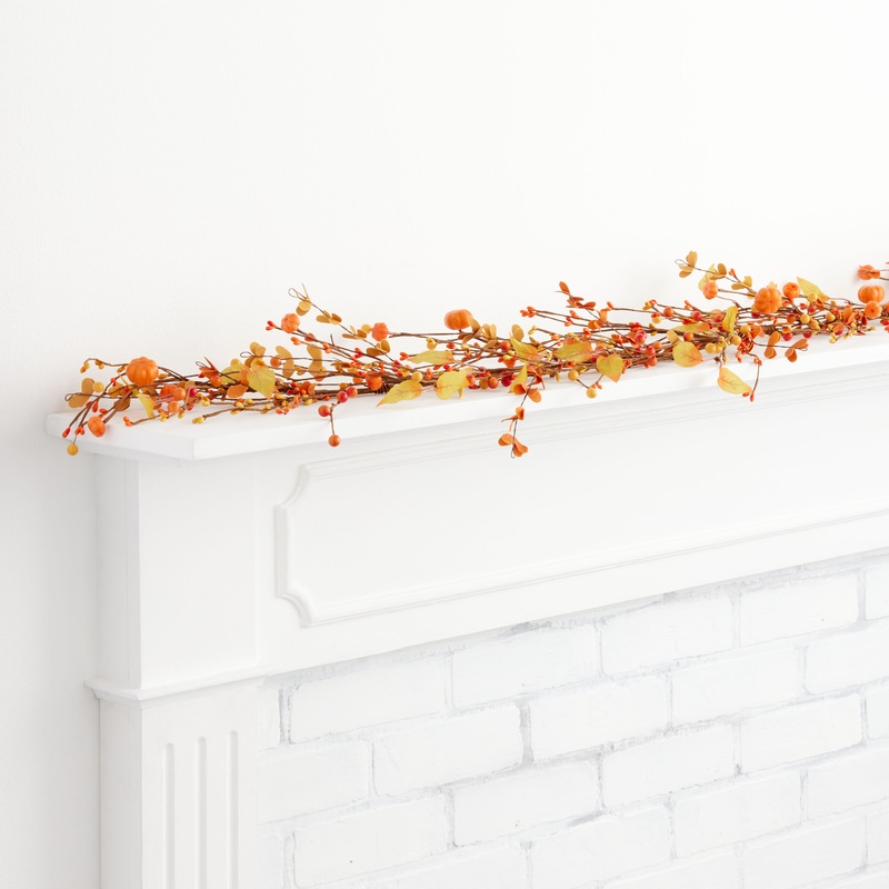 Faux Pumpkin And Berries Garland