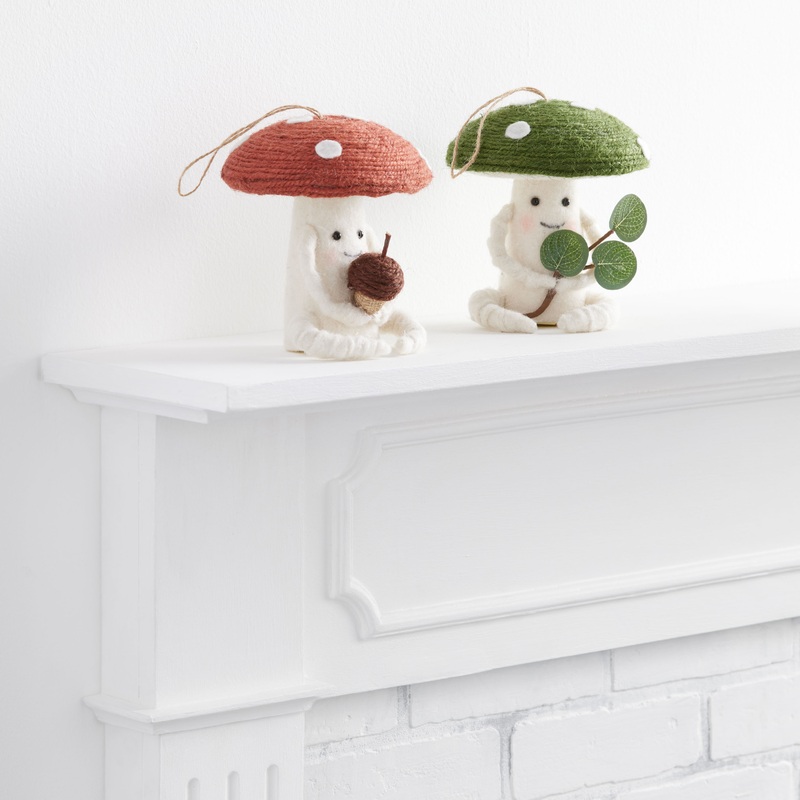 Felt and Jute Mushroom Friends Decor Set of 2