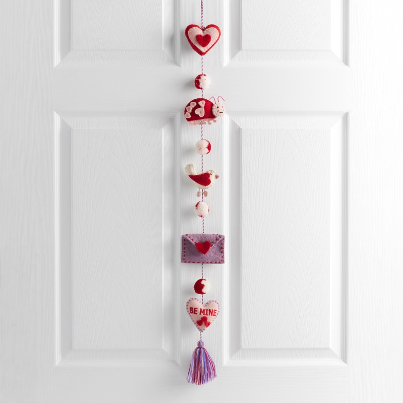 Felted Wool Valentine’s Day Icons Hanging Decor
