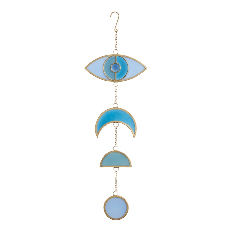 Glass Evil Eye And Moon Suncatcher Hanging Decor