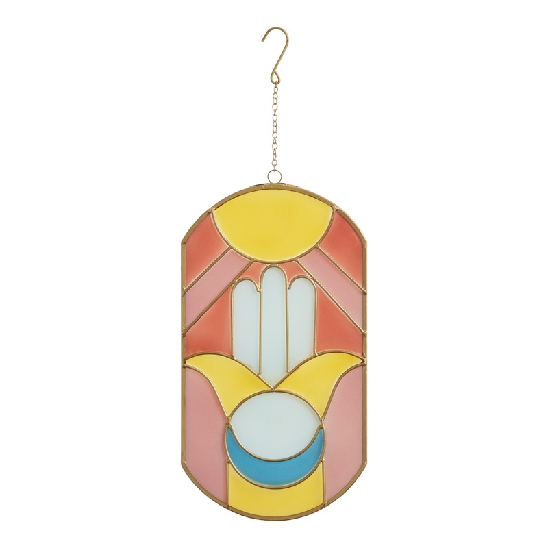 Glass Hamsa Suncatcher Hanging Decor