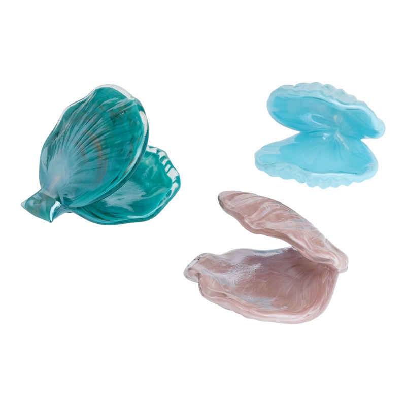 Glass Shell Decor Set of 3