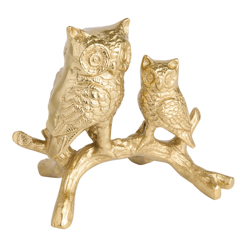 Gold Metal Owl Branch Decor