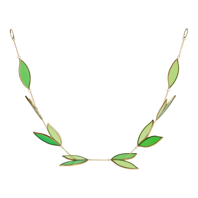 Green Glass Leaf Suncatcher Garland