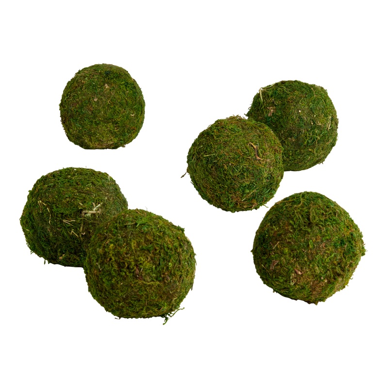 Green Moss Ball Decor 6 Piece