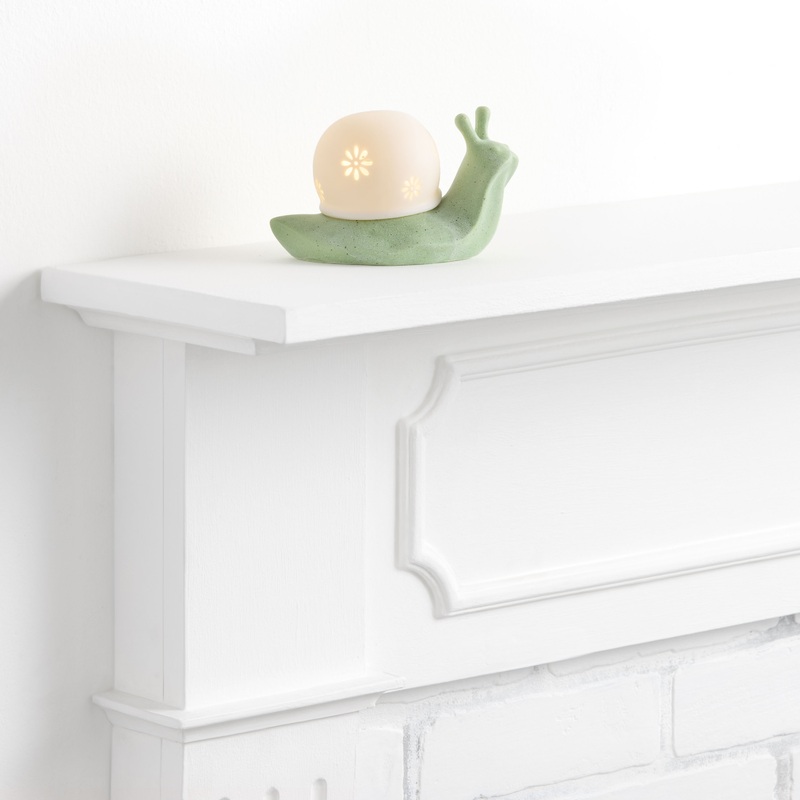 Green Speckled Ceramic LED Snail Decor