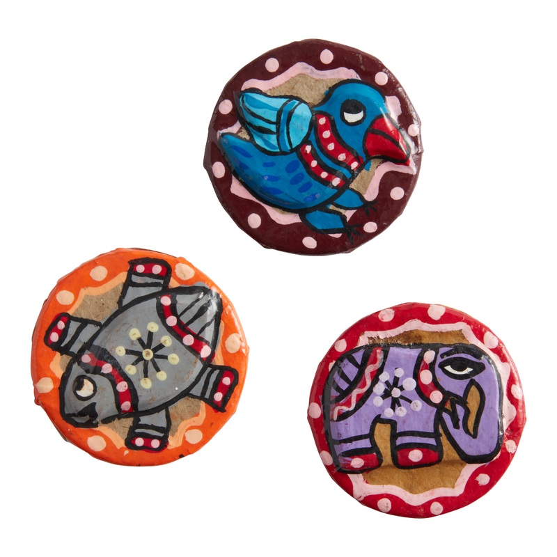 Hand Painted Animal Magnets Set of 3