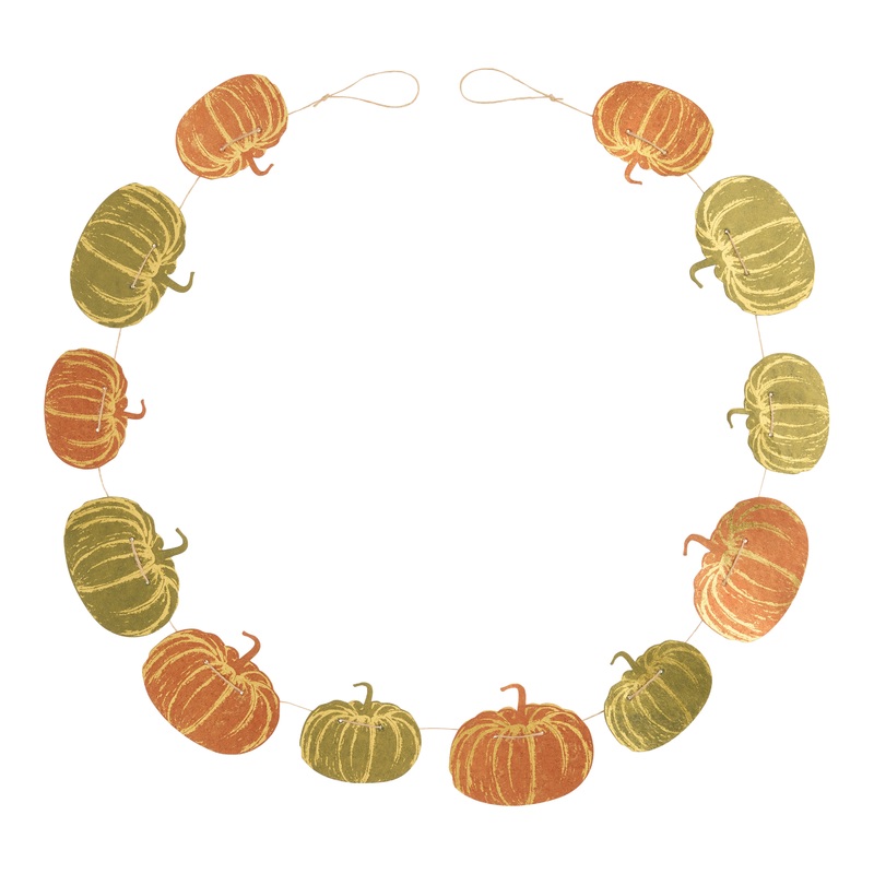Handmade Orange and Green Paper Pumpkin Garland