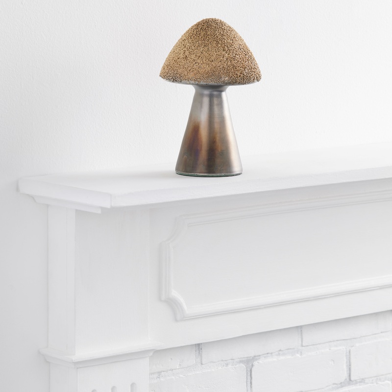 Large Yellow Mercury Glass Beaded Mushroom Decor