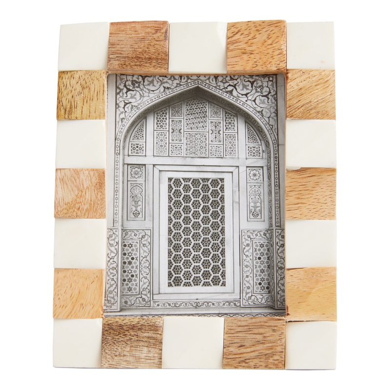 Mini Wood and Bone Lifted Checker Frame