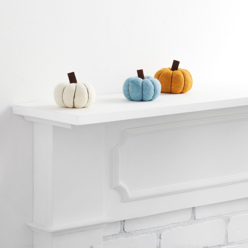 Mini Wool Pumpkin Decor Set Of 3