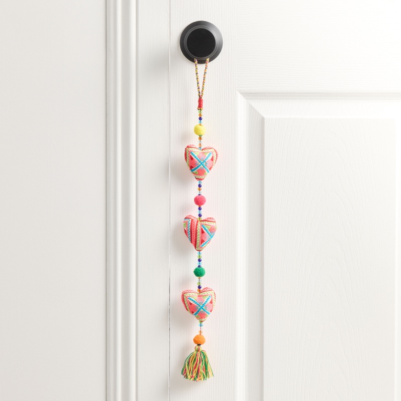 Multicolor Cotton Heart Embroidered Door Hanger
