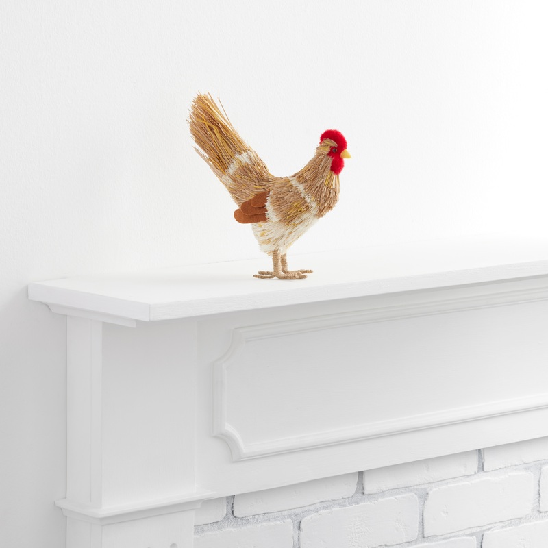 Natural Fiber Rooster Decor