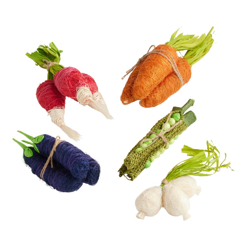 Natural Fiber Veggie Decor Set Of 5