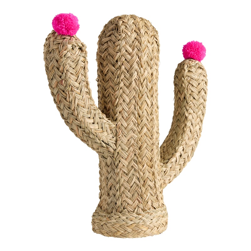 Natural Seagrass Flowering Cactus Decor