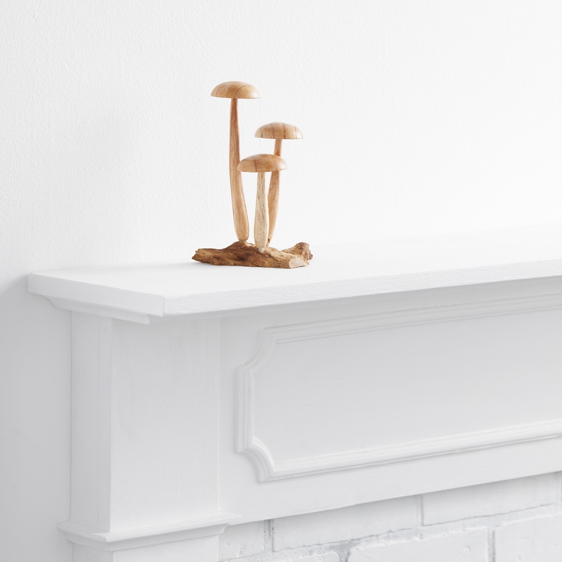 Natural Wood Bali Mushroom Cluster Decor