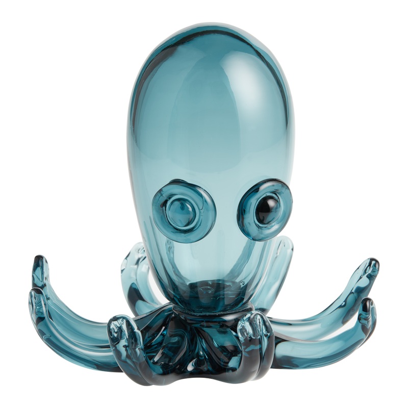 Odie Blue Blown Glass Octopus Decor
