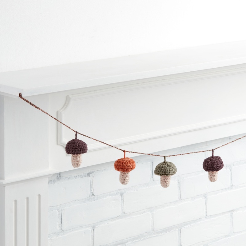 Silaiwali Fall Colors Wool Crocheted Mushroom Garland