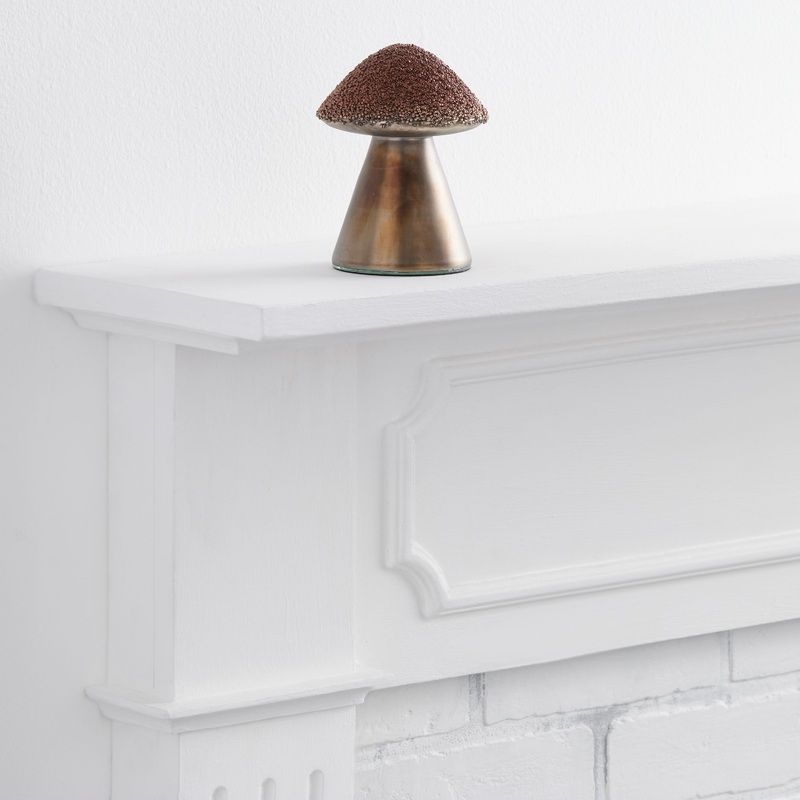 Small Orange Mercury Glass Beaded Mushroom Decor