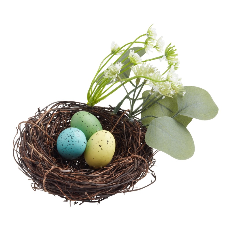 Speckled Easter Egg and Natural Fiber Nest