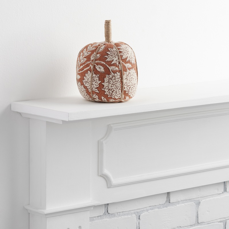 Tall Block Print Fabric Pumpkin Dcor