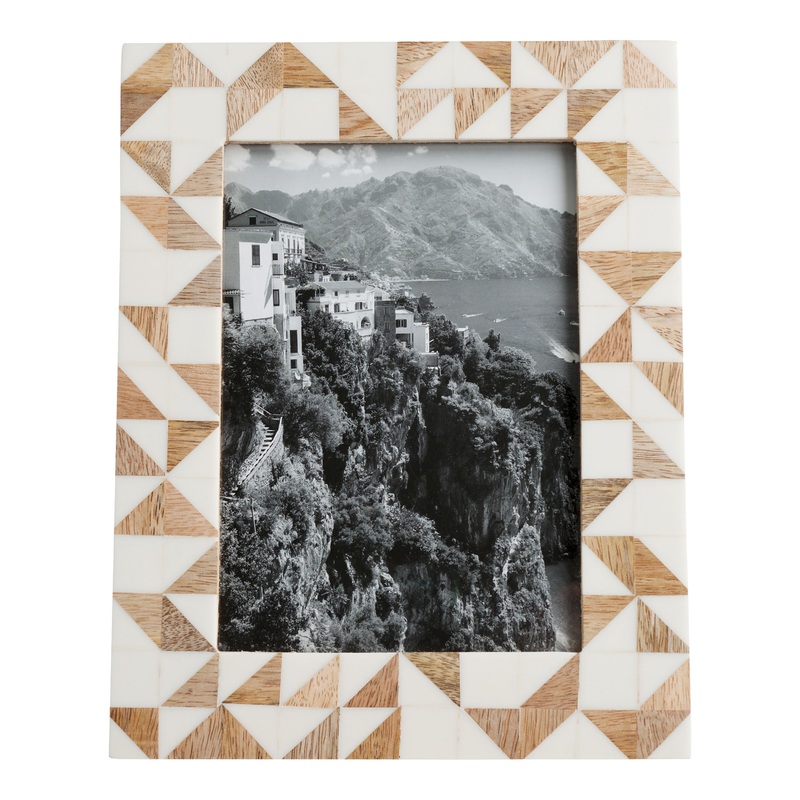 White Resin and Wood Geo Frame