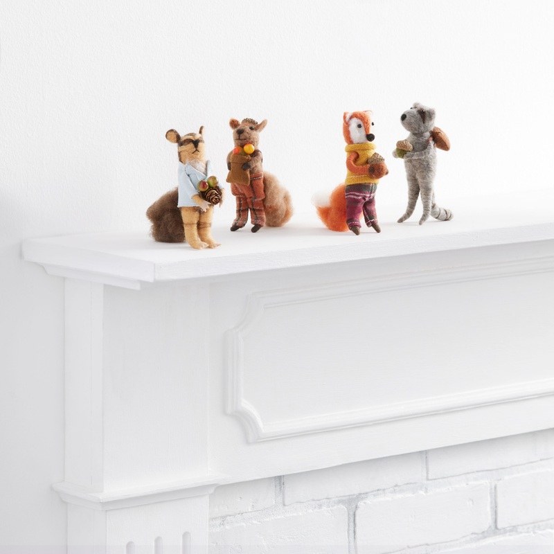 Wool Countryside Critter Figure Decor Set of 4
