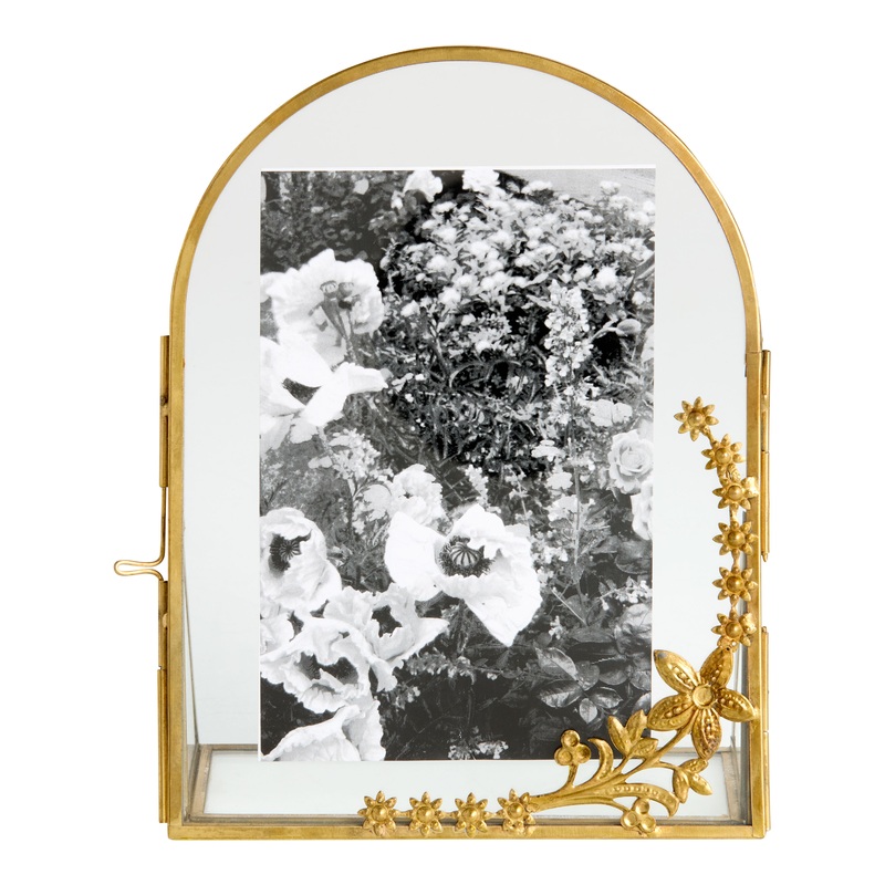 Antique Brass Vintage Arched Floral Frame