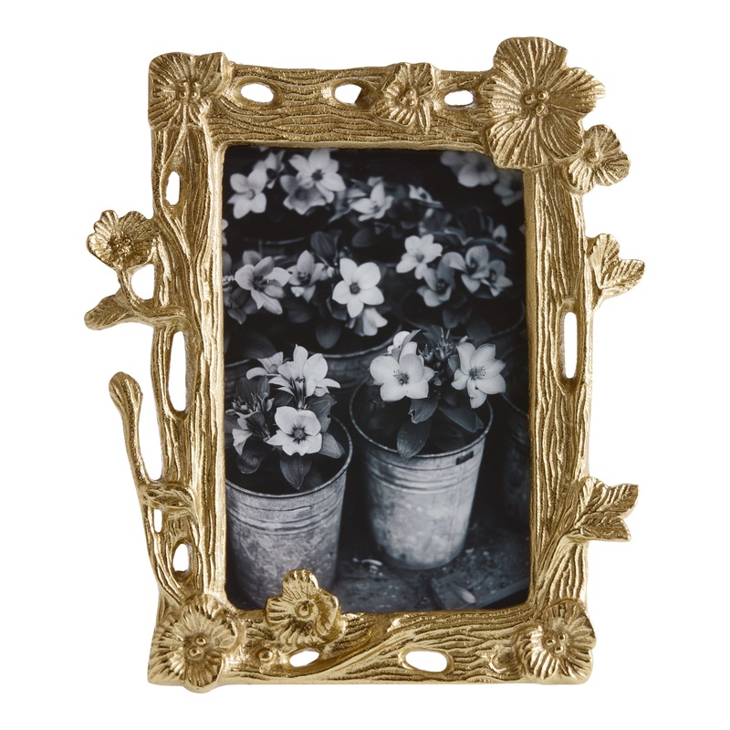 Antique Gold Metal Floral Picture Frame