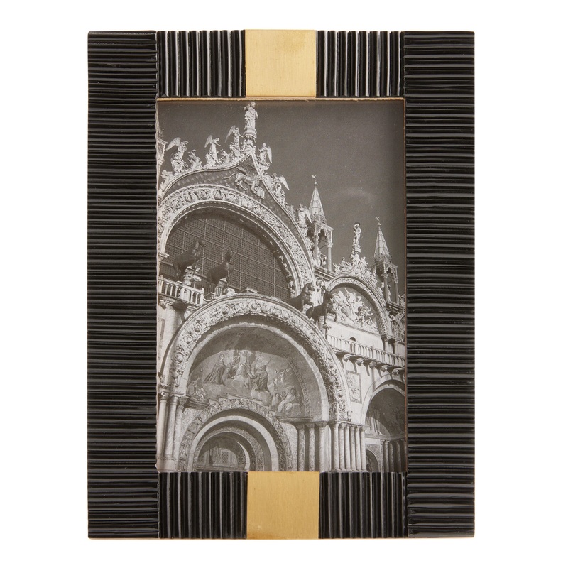 Black Fluted Resin and Brass Frame